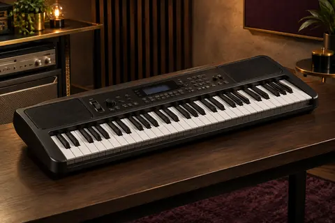 Clavier arrangeur Casio CT-S400 noir à 61 touches posé sur un support en bois sombre