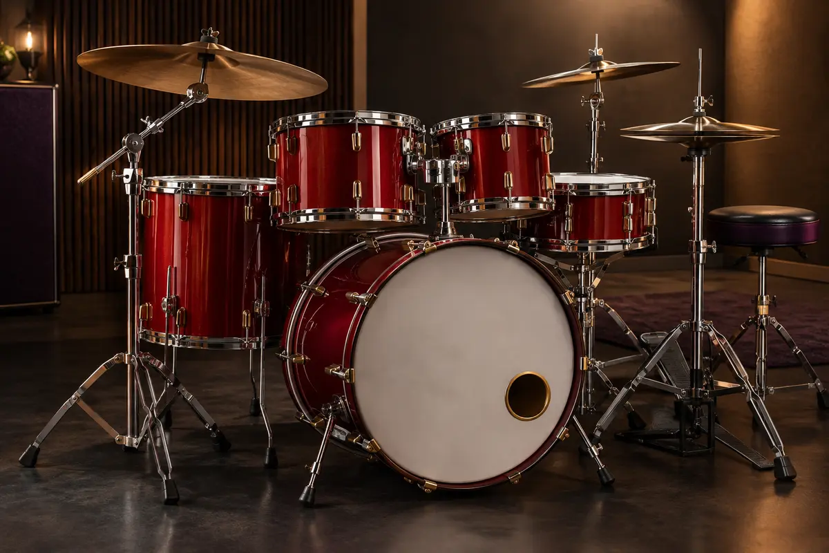 Batterie acoustique XDrum Rookie rouge rubis avec fûts, cymbales et tabouret réglable